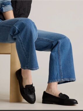 Leather bow loafer